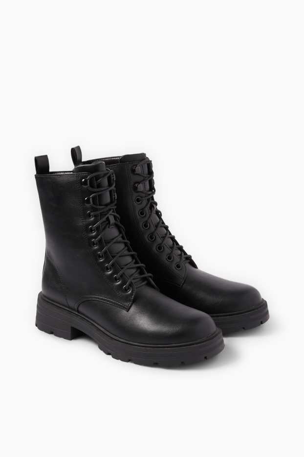 Femei - Botine - imitație de piele - negru