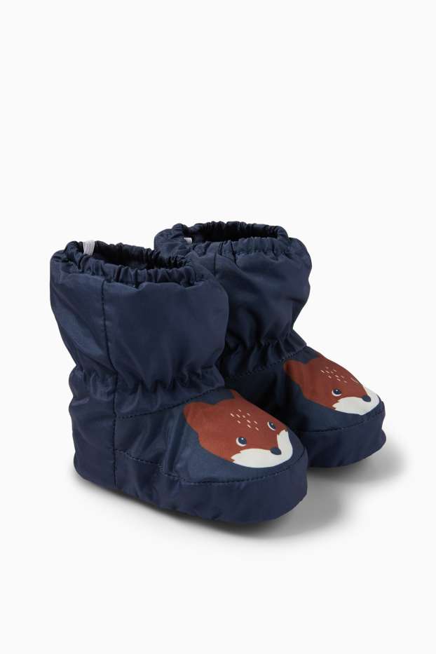Unisex - Fox - baby booties - lined - dark blue