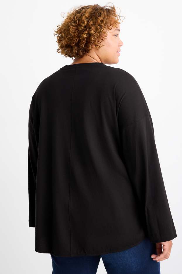 Femei - Tricou cu mânecă lungă - negru