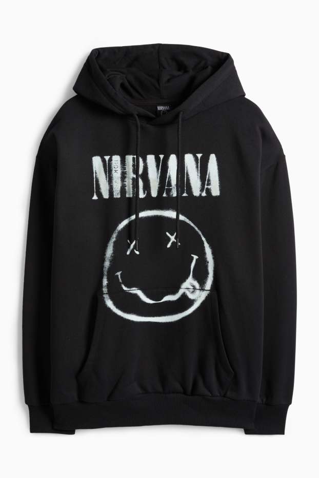 Bărbați - Hanorac supradimensionat - Nirvana - negru
