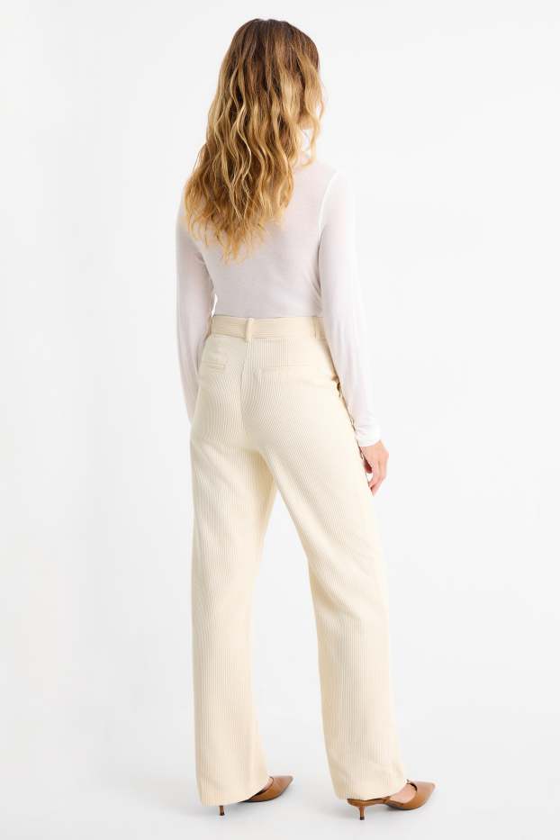Femei - Pantaloni office - talie înaltă - regular fit - alb-crem