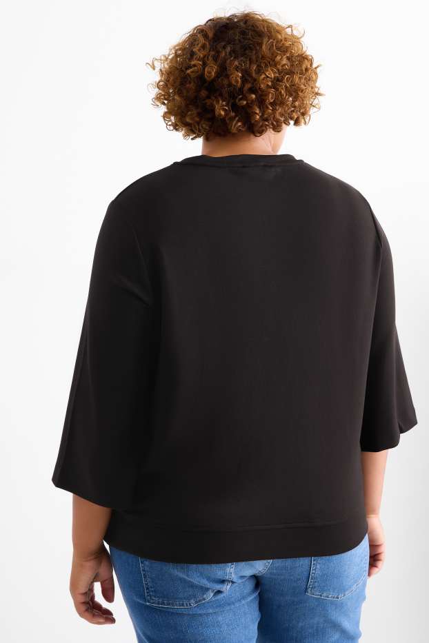 Femei - Tricou cu mânecă lungă - relaxed fit - negru