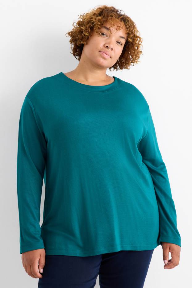 Femei - Tricou cu mânecă lungă - relaxed fit - verde