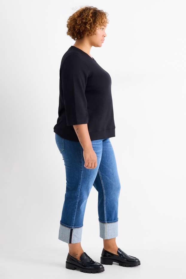 Femei - Straight jeans - talie medie - LYCRA® - denim-albastru