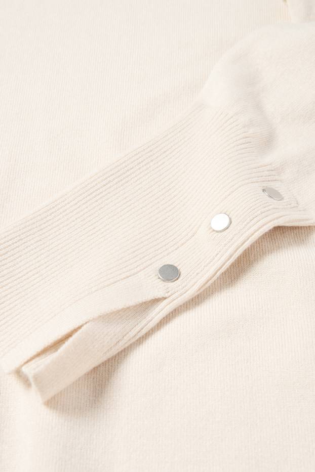 Dámské - Svetr z jemného úpletu - krémové barvy