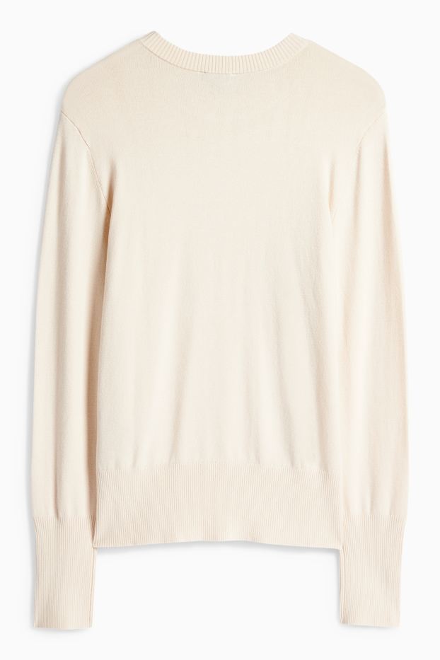 Dámské - Svetr z jemného úpletu - krémové barvy