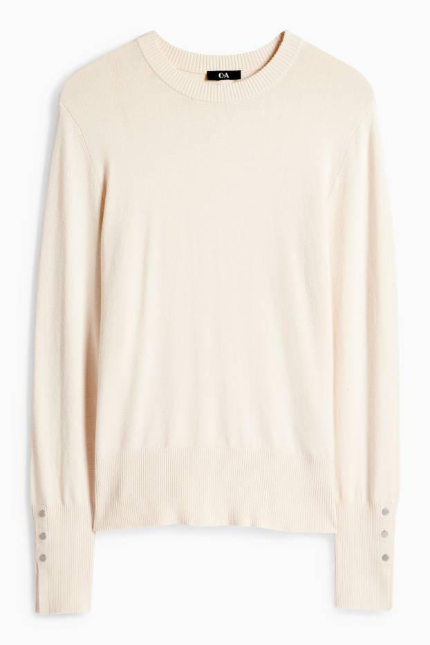 Dámské - Svetr z jemného úpletu - krémové barvy