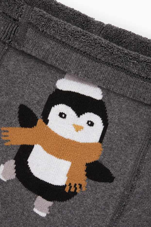 Bebeluși - fete - Pinguin - dresuri termoizolante antialunecare pentru bebeluși - gri închis