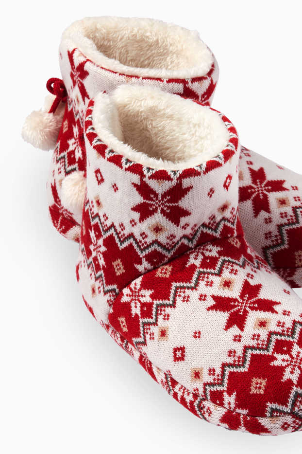 Femei - Mini Me - papuci de casă de damă - cu model - alb / roșu