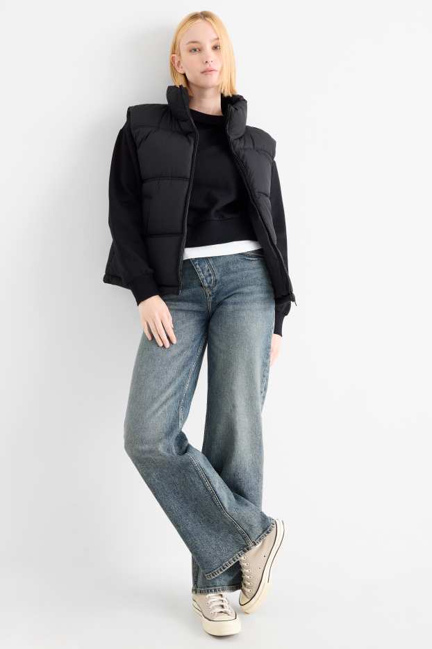 Femei - Wide leg jeans - talie medie - denim-albastru deschis