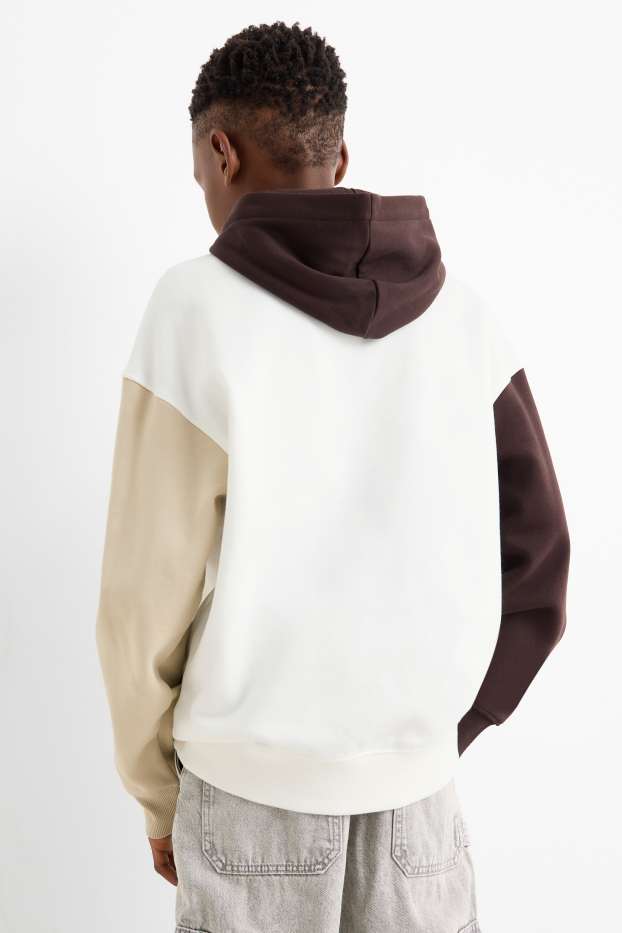 Kinder Buben - Hoodie - braun / cremeweiß