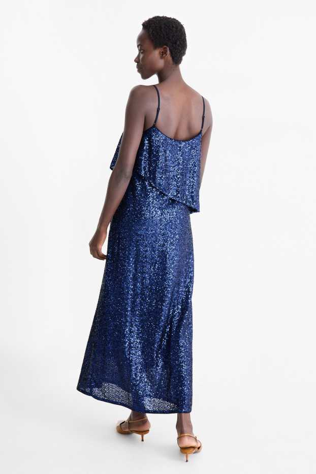 Femei - Rochie cu paiete - straight fit - albastru închis