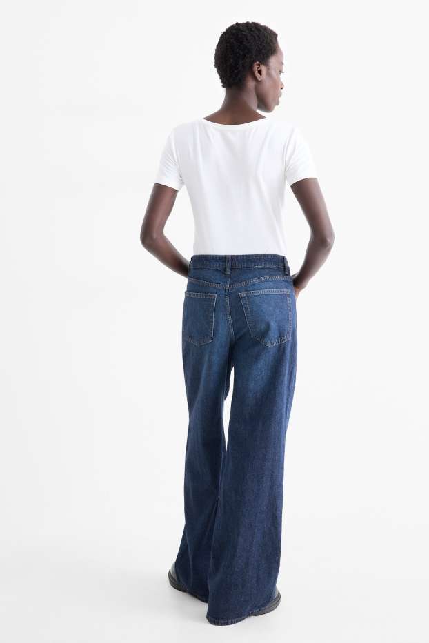 Femei - Wide leg jeans - talie înaltă - denim-albastru