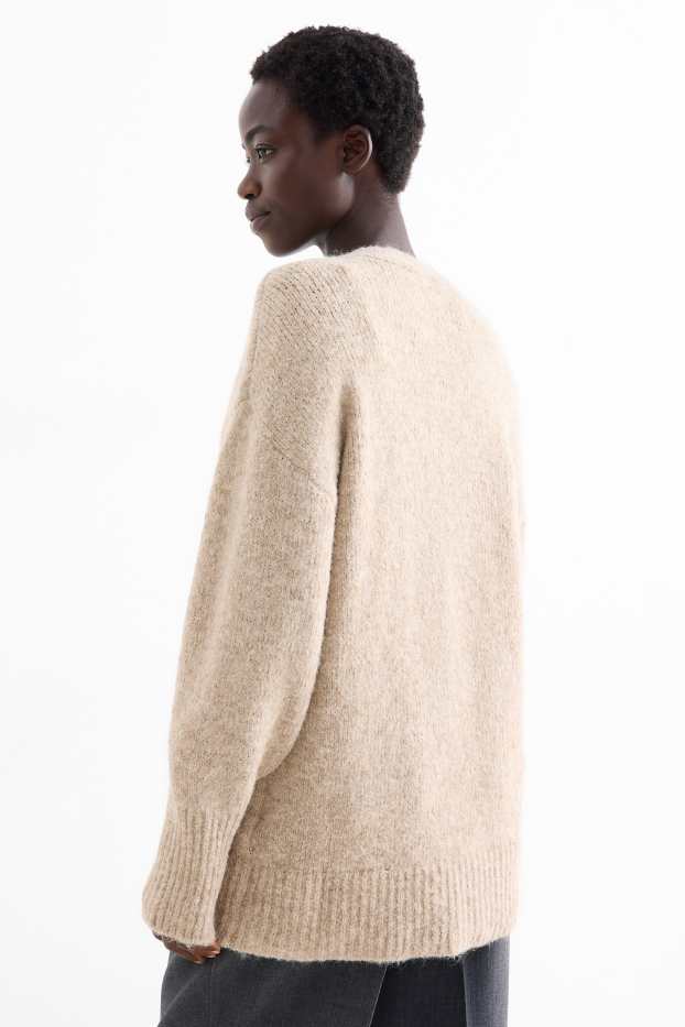 Femei - Cardigan tricotat - bej