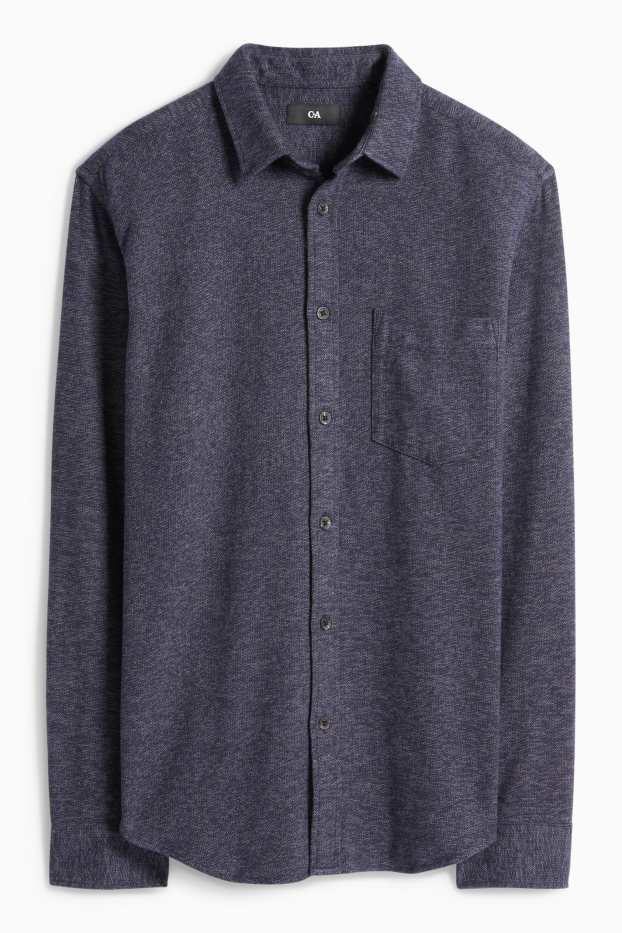Bărbați - Cămașă din flanel - regular fit - guler Kent - albastru închis