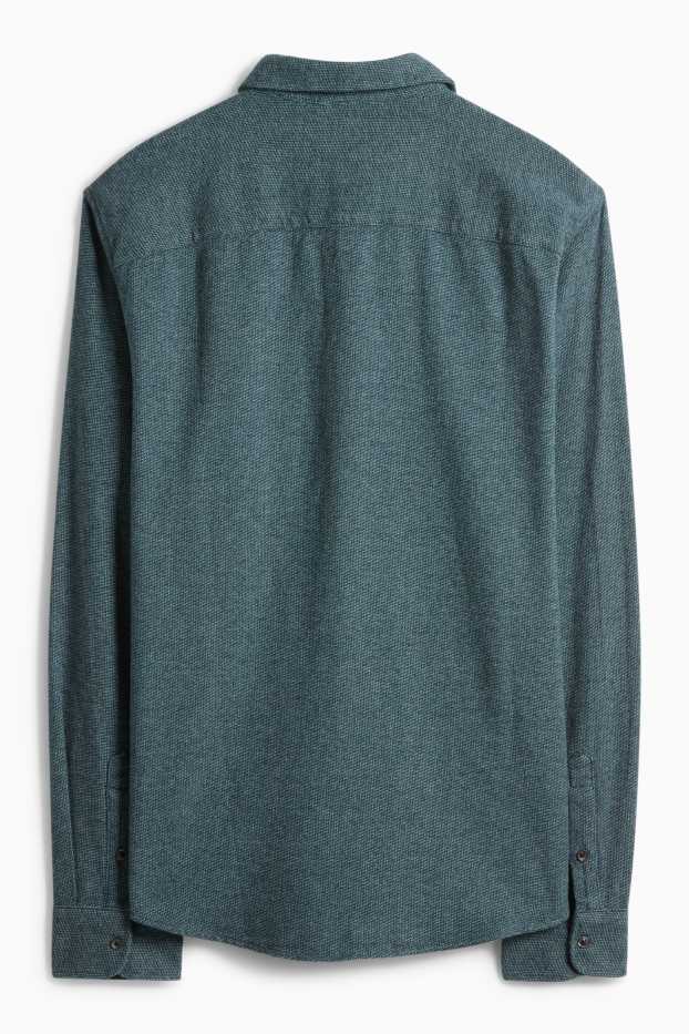 Bărbați - Cămașă din flanel - regular fit - guler Kent - verde închis