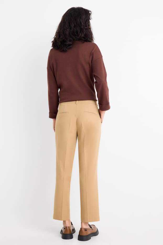 Damen - Stoffhose - Mid Waist - Straight Fit - beige