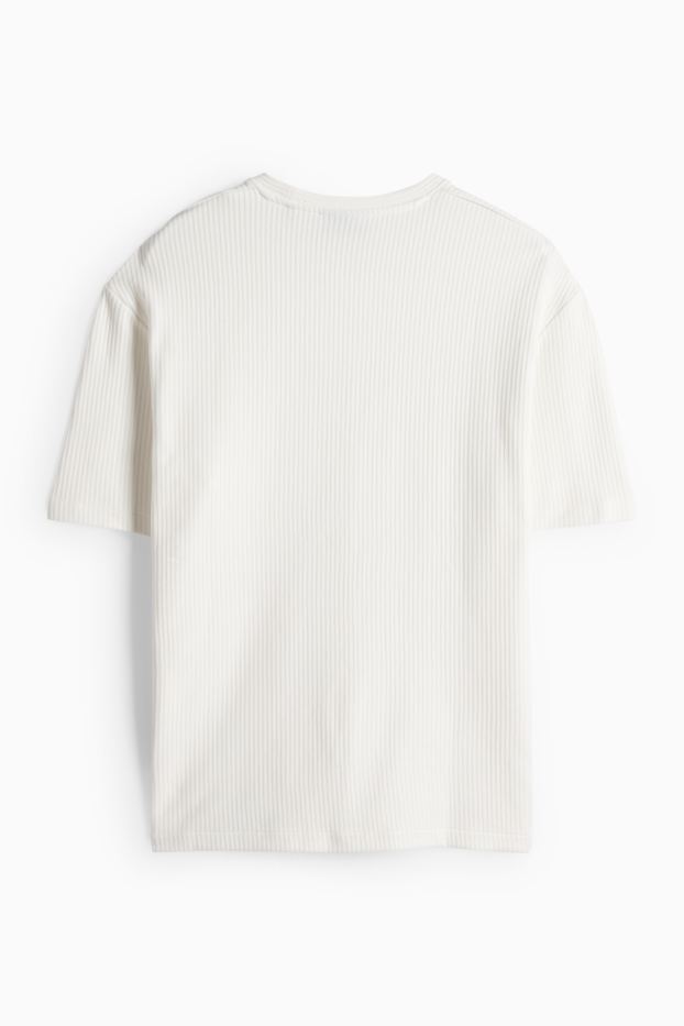 Bărbați - Tricou - relaxed fit - reiat - alb
