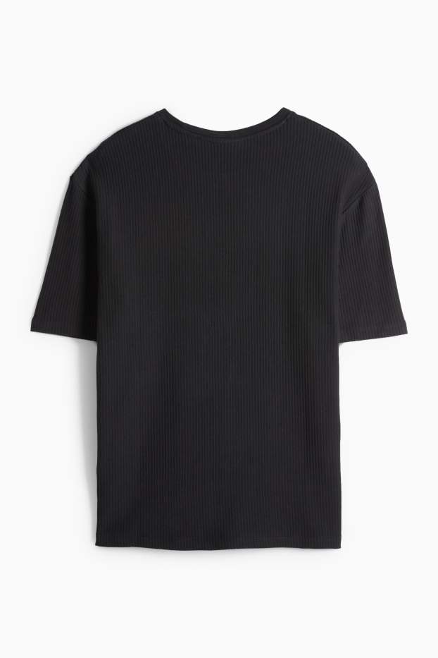 Bărbați - Tricou - relaxed fit - reiat - negru