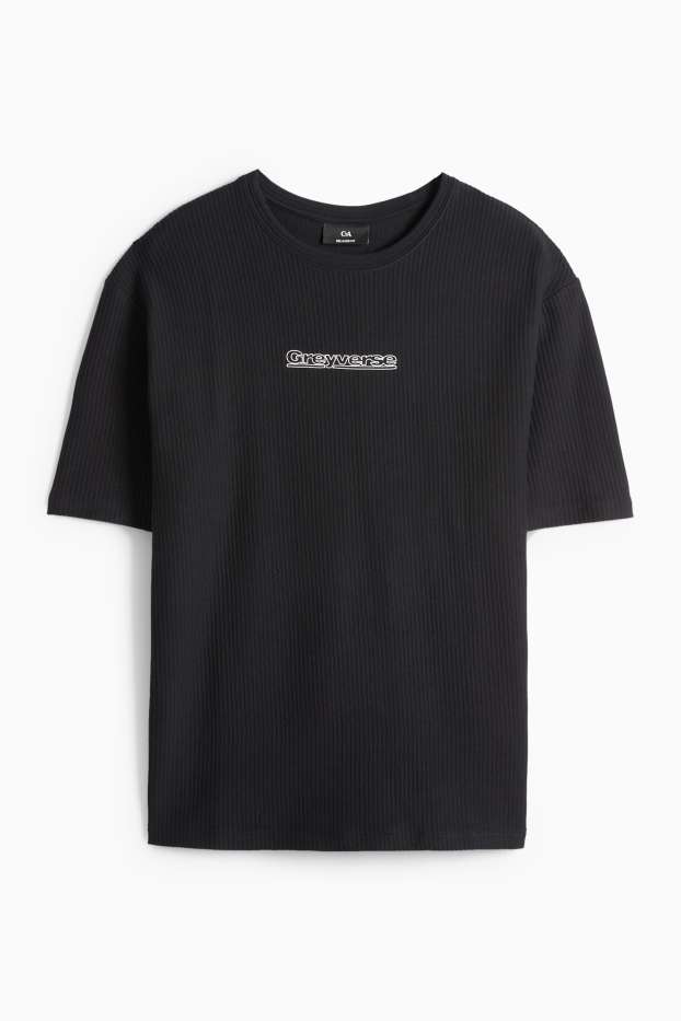 Bărbați - Tricou - relaxed fit - reiat - negru