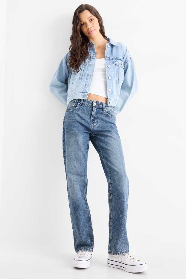 Femei - Straight jeans - talie joasă - denim-albastru