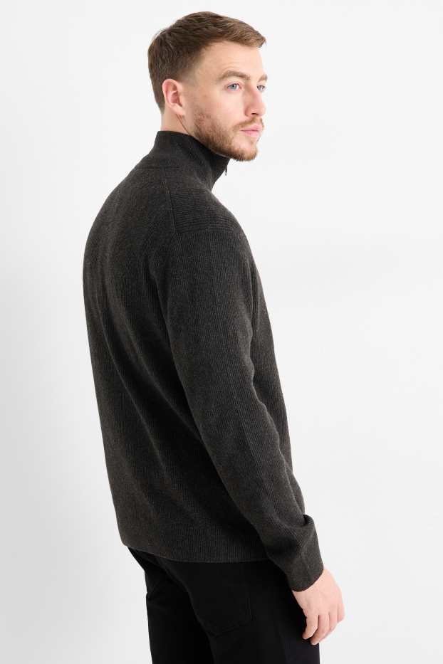 Uomo - Maglione - a coste - nero