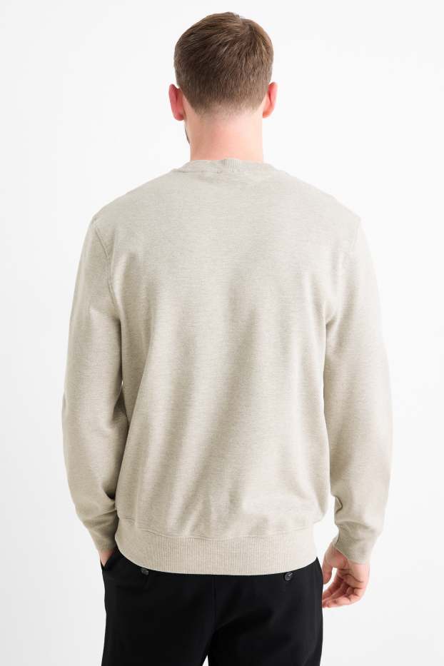 Herren - Sweatshirt - gestreift - hellgrau