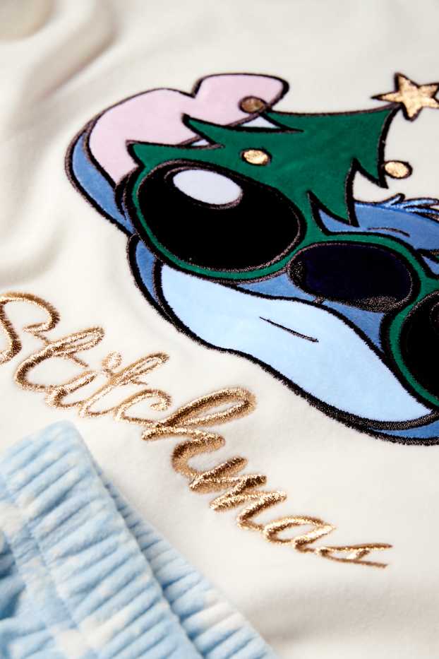 Copii - Fete - Lilo & Stitch - set - pijama cu motive de Crăciun și mască de dormit - alb / albastru deschis