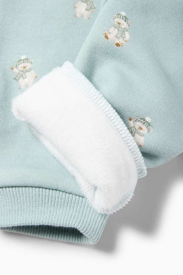 Unisex - Urs polar - pantaloni de trening bebeluși - căptușiți cu pluș - turcoaz deschis