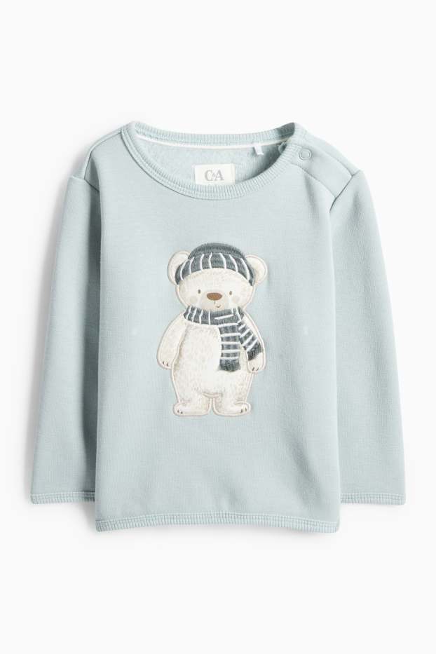 Unisex - Urs polar - bluză de molton bebeluși - căptușiți cu pluș - turcoaz deschis