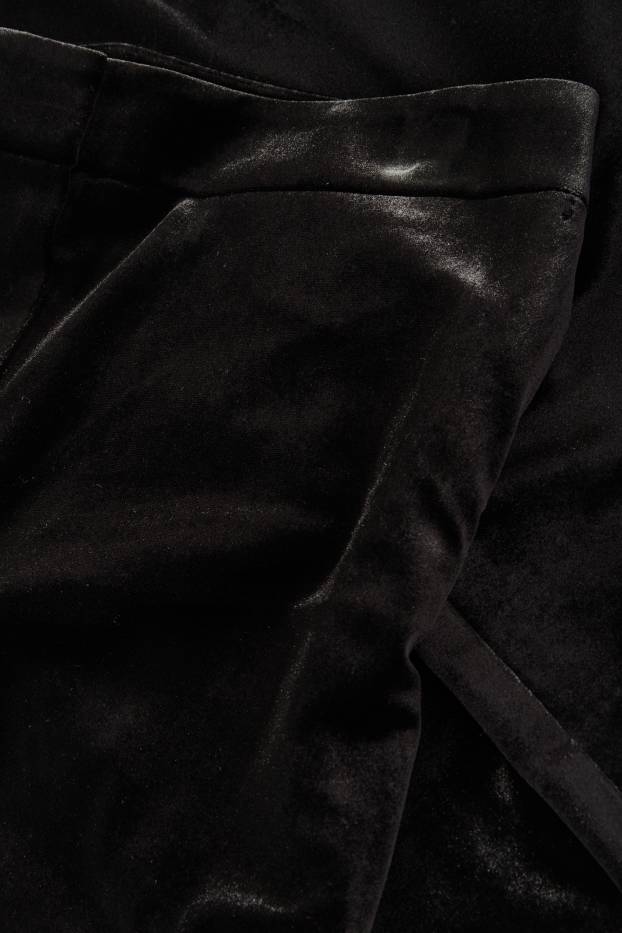 Femei - Pantaloni din catifea - talie înaltă - evazați - negru