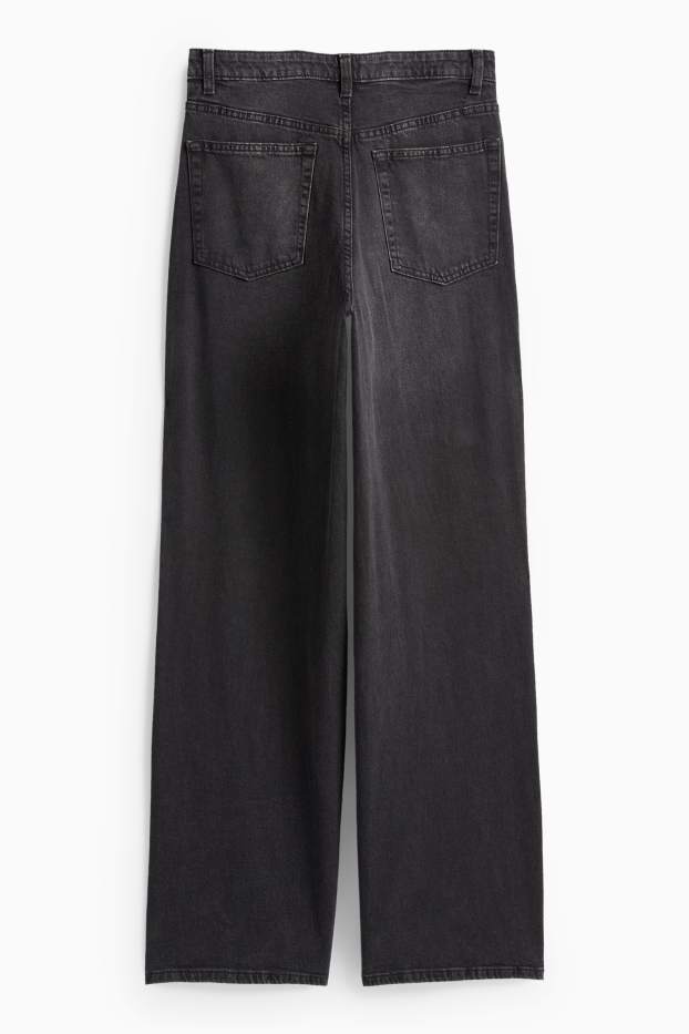 Femei - Wide leg jeans - talie înaltă - denim-gri închis