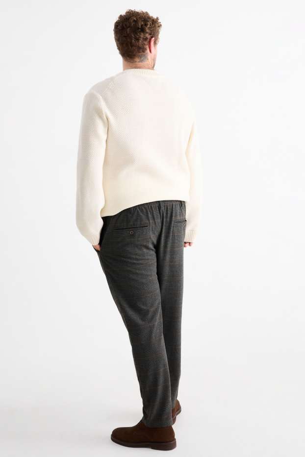 Bărbați - Chino - tapered fit - în carouri - gri închis