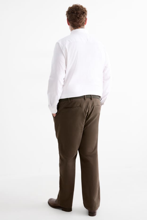 Heren - Broek met riem - regular fit - donkergroen