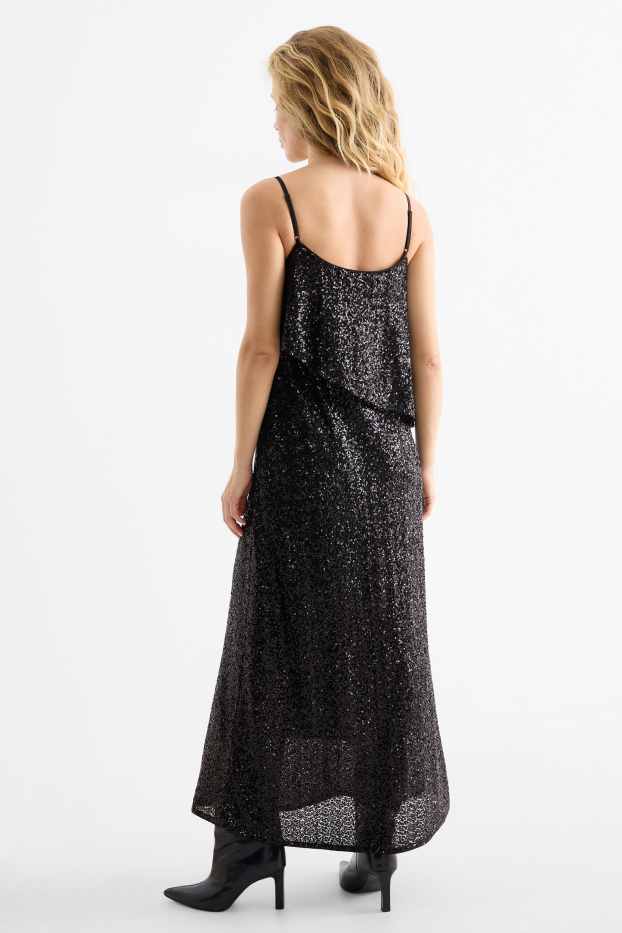 Femei - Rochie cu paiete - straight fit - negru