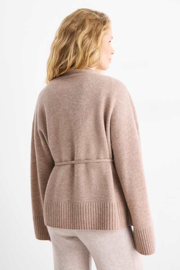 Femmes - Gilet en maille avec teneur en cachemire - laine mélangée - marron clair