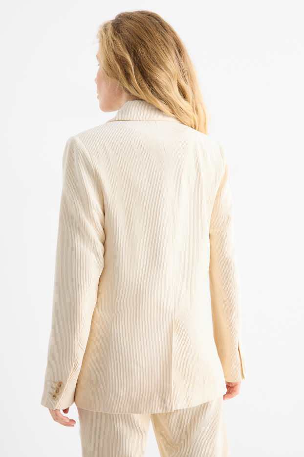Femei - Blazer lung din catifea reiată - regular fit - crem