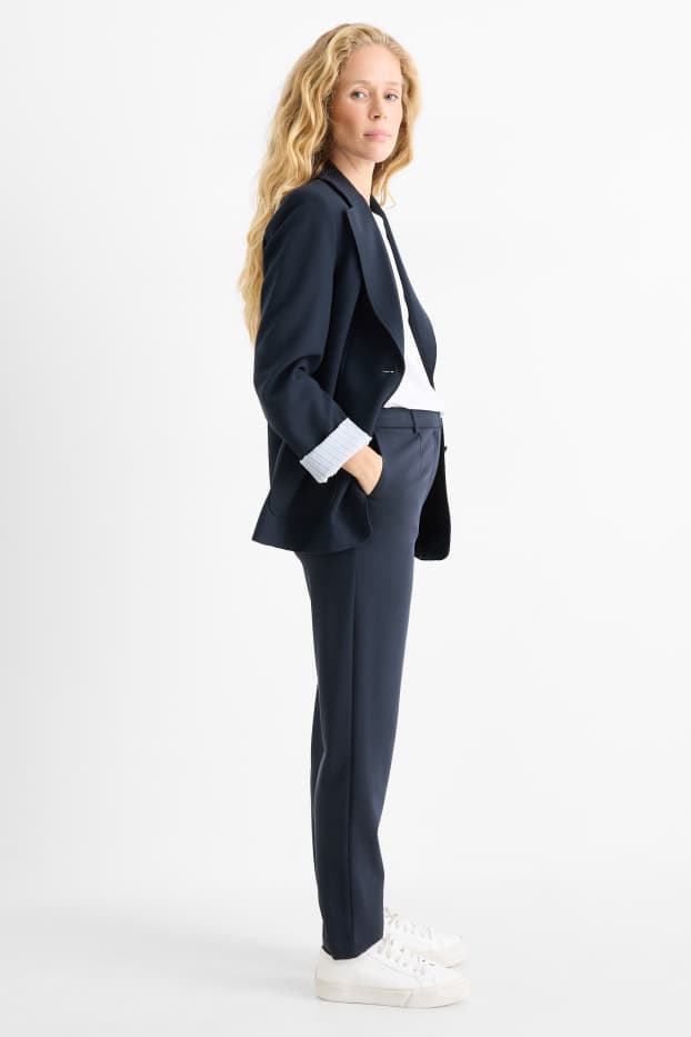 Femei - Pantaloni de stofă - talie înaltă - tapered fit - albastru închis