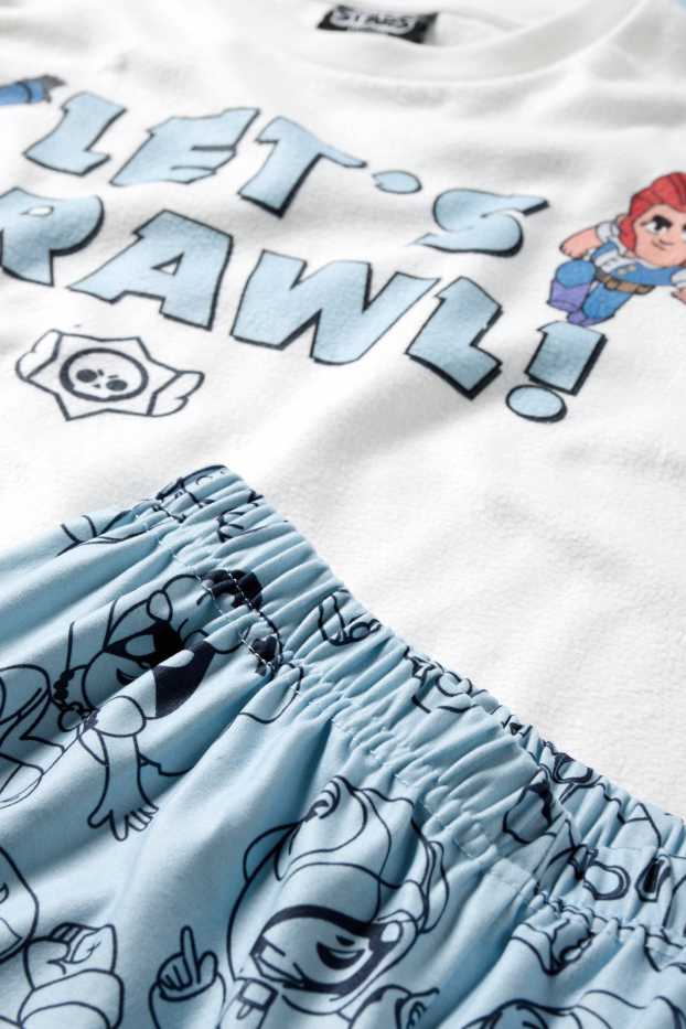 Copii - Băieți - Brawl Stars - set - pijama fleece și gentuță pentru telefon mobil - 3 piese - alb / albastru deschis
