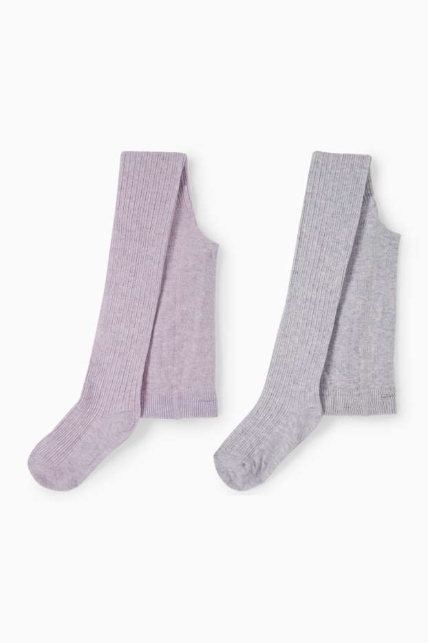 Copii - Fete - Multipack 2 perechi - dresuri - reiate - violet deschis