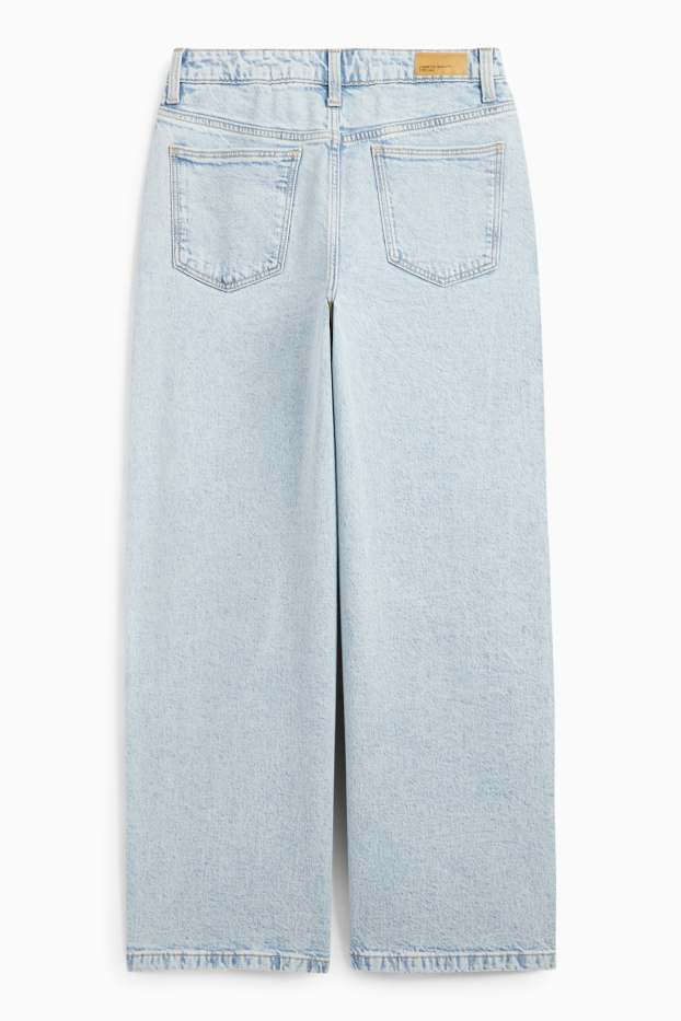Copii - Fete - Wide leg jeans cu ștrasuri - denim-albastru deschis