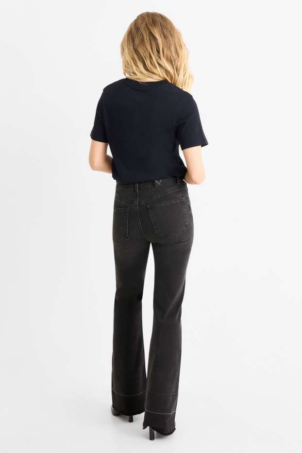 Femei - Flared jeans - talie medie - denim-gri închis