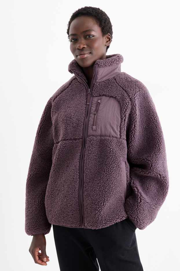 Dámské - Funkční teddy bunda - s výplní - fialová