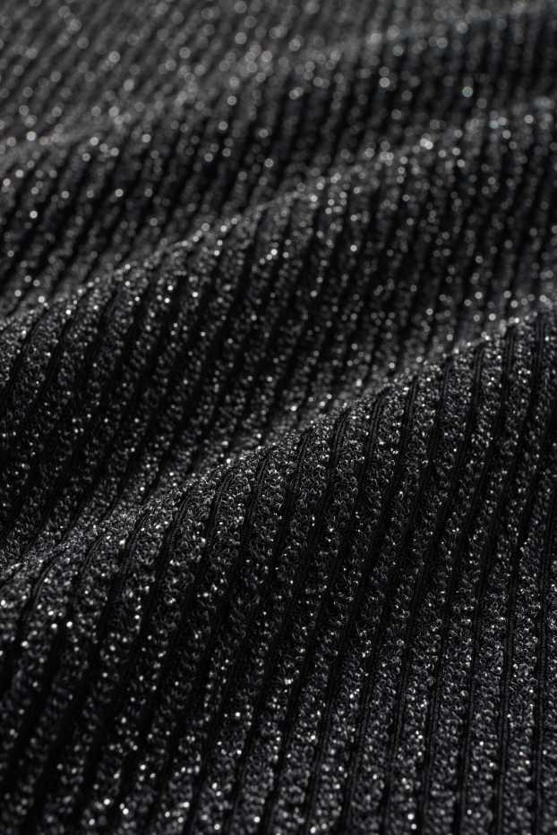 Dámské - Áčkové šaty - žebrované - černá