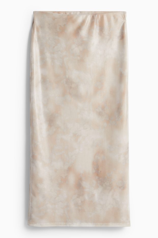 Dámské - Sukně ze síťovaného materiálu - se vzorem - béžová