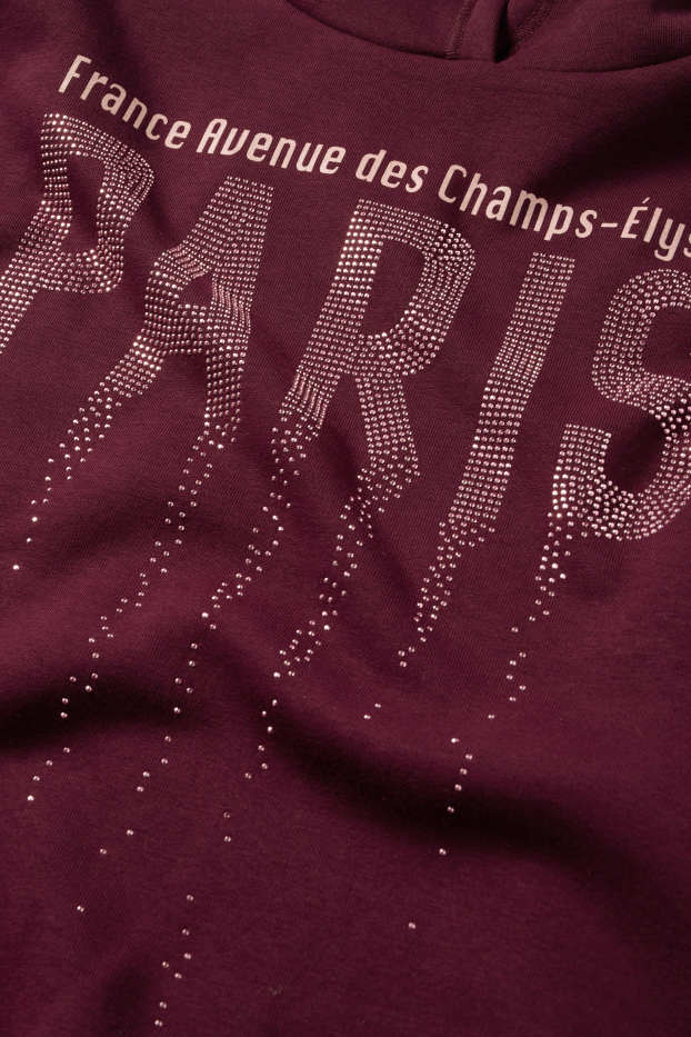 Copii - Fete - Paris - hanorac cu ștrasuri - bordo