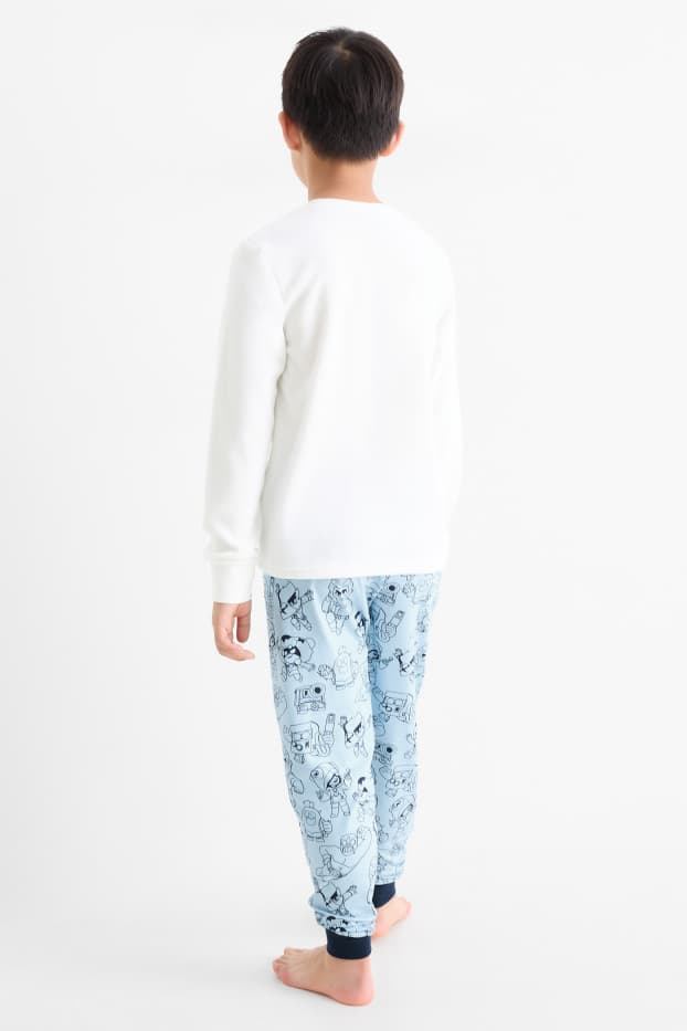 Copii - Băieți - Brawl Stars - set - pijama fleece și gentuță pentru telefon mobil - 3 piese - alb / albastru deschis