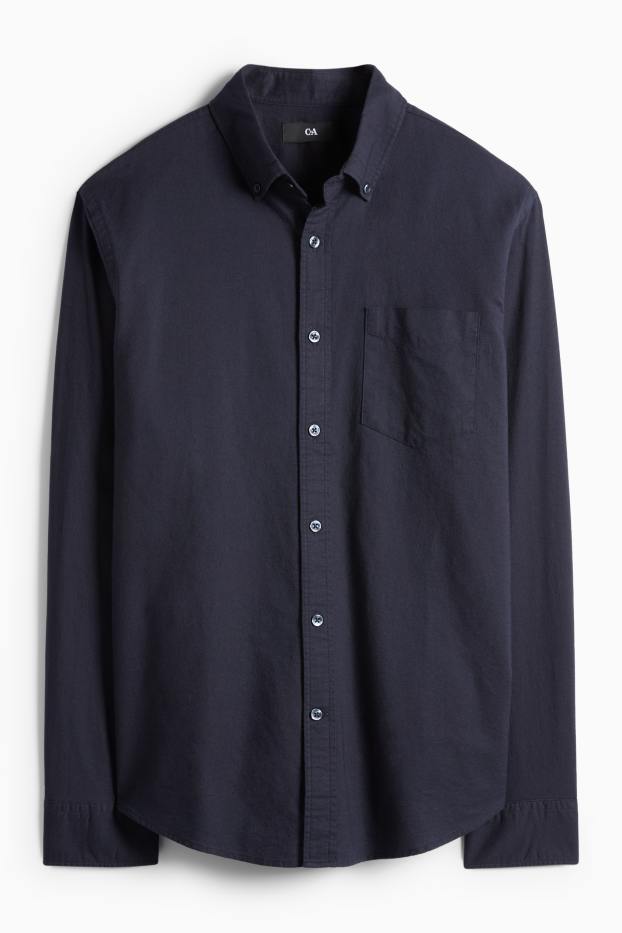 Pánské - Košile - regular fit - button-down - tmavomodrá