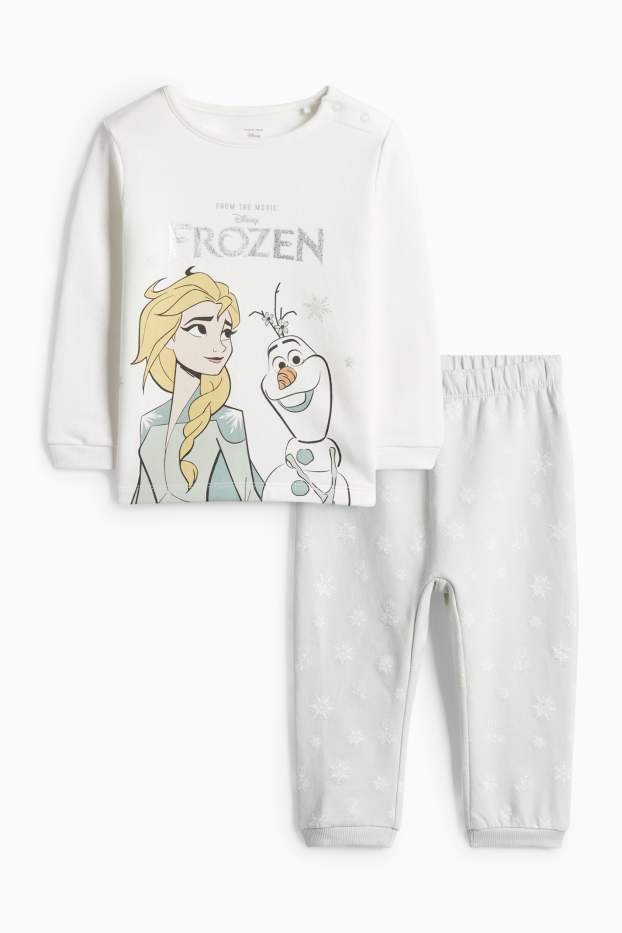 Bebeluși - fete - Frozen - pijama bebeluși - 2 piese - alb / turcoaz