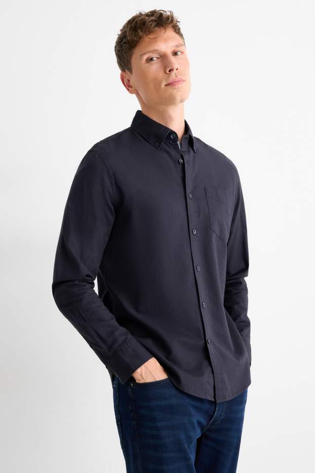 Pánské - Košile - regular fit - button-down - tmavomodrá
